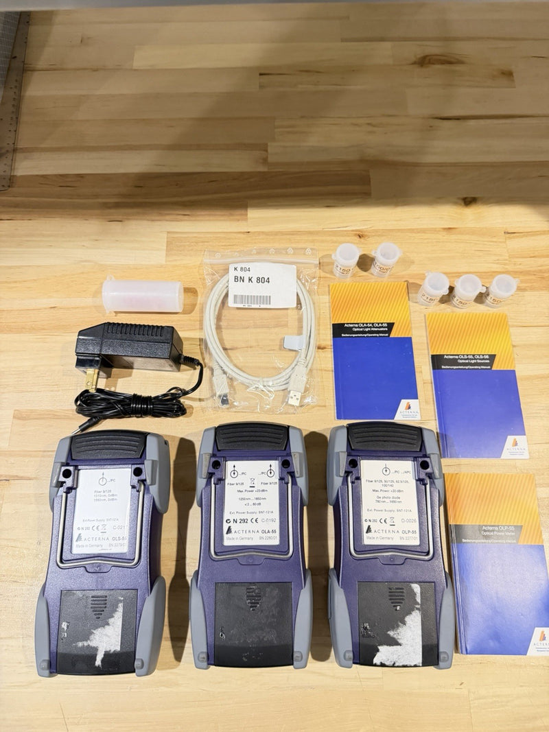 ACTERNA MK-3S OPTICAL TEST KIT OLA-55/OLS-55/OLP-55 WITH6 FRONT SHELLS/AC ADAPTERS
