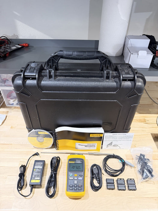 FLUKE 1523 REFERENCE THERMOMETER W/ PROBE KIT & ACCESSORIES-FREE SHIPPING TESTED