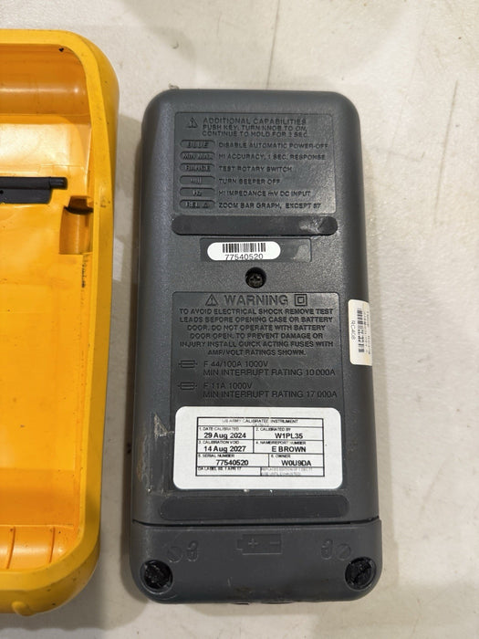 FLUKE 87 III TRUE RMS MULTIMETER WITH LEADS & CLIPS CALIBRATED 2027
