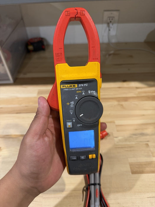 FLUKE 374 FC TRMS CLAMP METER W/ LEADS & CLIPS (TESTED) SHIPS FAST
