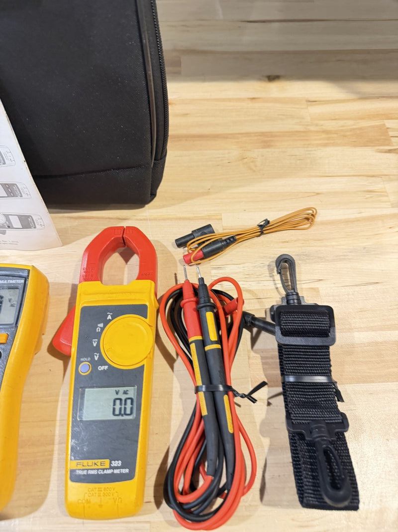 FLUKE 116/323 HVAC MULTIMETER COMBO KIT WITH ACCESSORIES TESTED