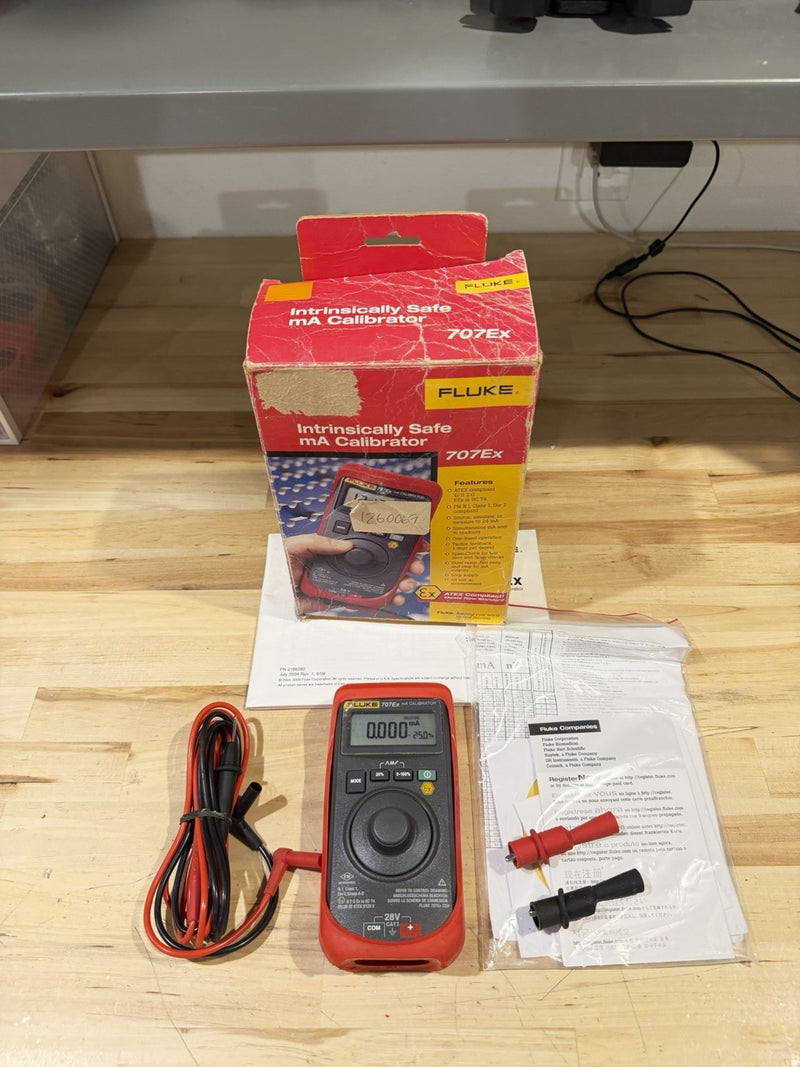 FLUKE 707EX MA CALIBRATOR W/ LEADS & MANUAL (TESTED) FREE SHIPPING