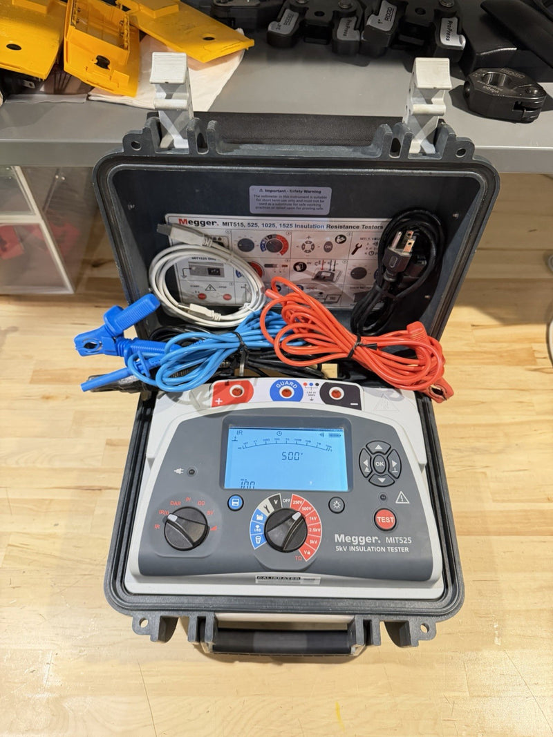 MEGGER MIT525 5KV INSULATION TESTER W/ LEADS & CHARGER (TESTED) FREE SHIPPING