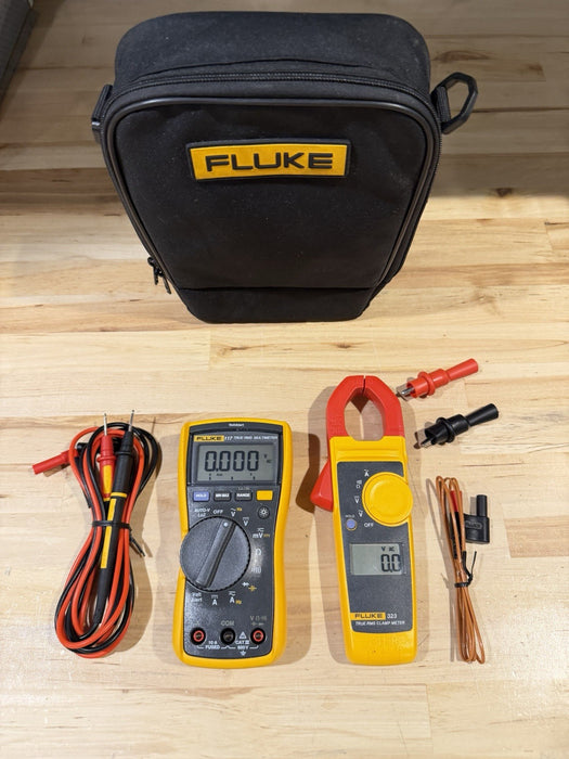 FLUKE 117/323 HVAC MULTIMETER COMBO KIT W/ ACCESSORIES (TESTED) SHIPS FAST