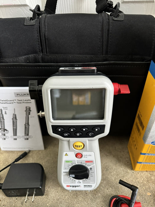 MEGGER MOM2 MICROHMMETER WITH NEW SET OF LEADS & BAG