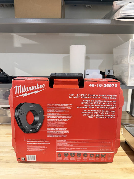 MILWAUKEE 49-16-2697X  1/2”-2” IPS-P PIVOTING PRESS RING KIT -NEW FACTORY SEALED