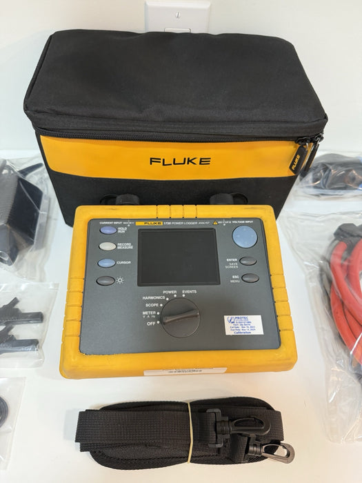 FLUKE 1735 THREE-PHASE POWER LOGGER W/PROBES CASE CHARGER (CALIBRATED 2024)