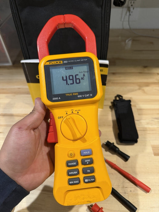 FLUKE 353 AC/DC CLAMP METER W/ LEADS & BAG (TESTED) SHIPS FAST