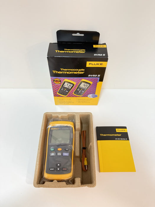 FLUKE 51 II THERMOCOUPLE THERMOMETER WITH PROBE NEW