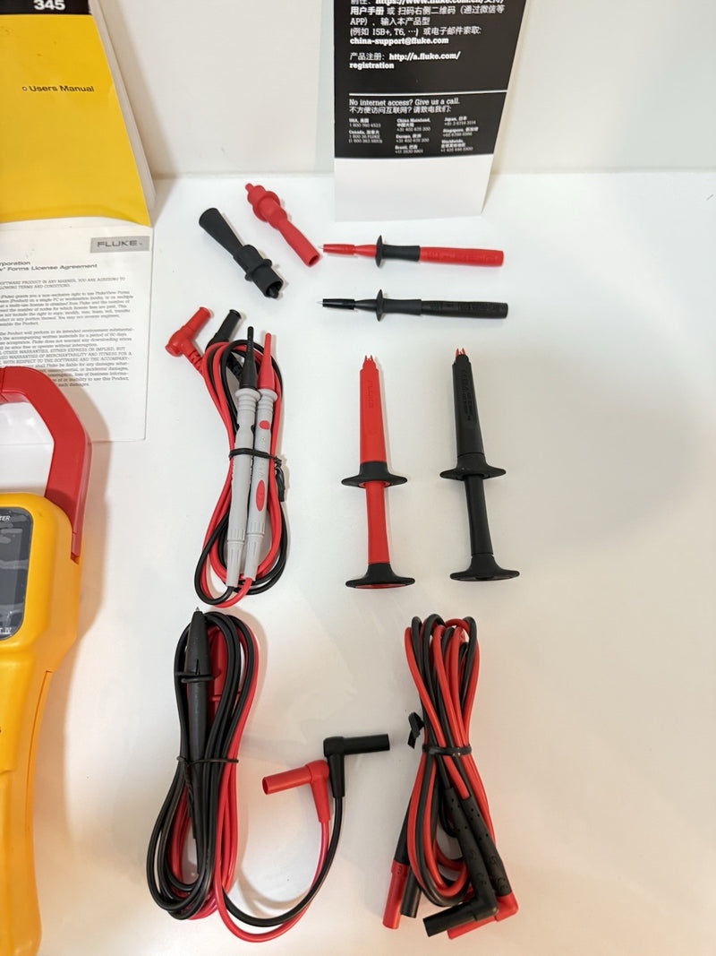 FLUKE 345 POWER QUALITY CLAMP METER W/LEADS & ACCESSORIES TESTED SHIPS FREE