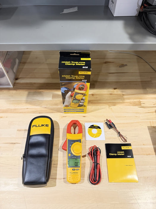 FLUKE 902 TRUE RMS HVAC CLAMP METER WITH CASE & LEADS RARE