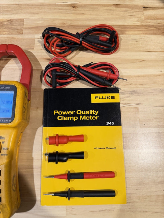 FLUKE 345 POWER QUALITY CLAMP METER W/LEADS & ACCESSORIES (TESTED) SHIPS FAST