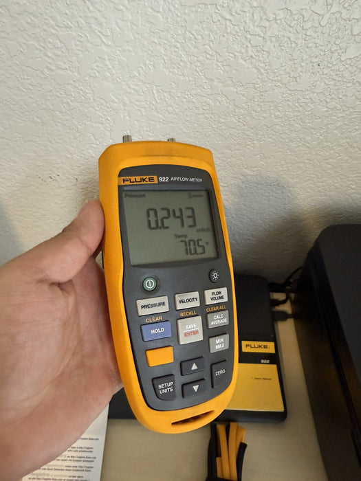 FLUKE 922 AIRFLOW METER/MICRO-MANOMETER (TESTED) SHIPS FAST