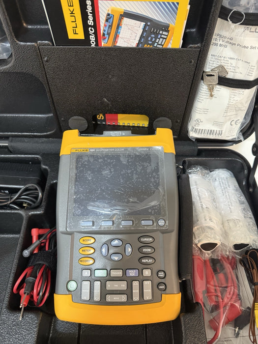 FLUKE 199C 200MHZ 2.5GS/S SCOPEMETER COLOR ACCESSORIES NEW