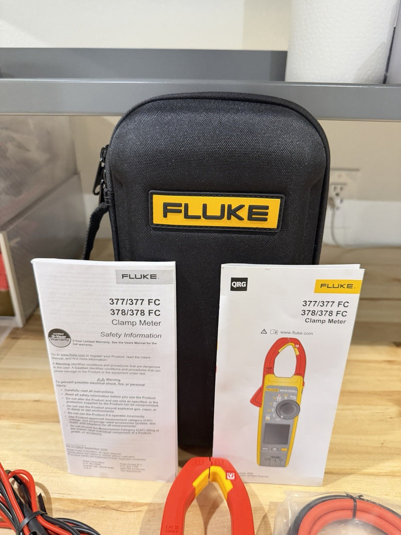 FLUKE 378 FC NON-CONTACR VOLTAGE CLAMP METER W/ LEADS & CASE - SHIPS FAST