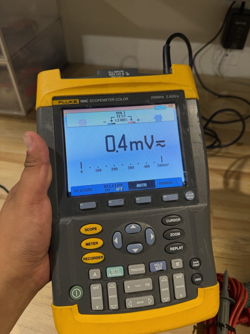 FLUKE 196C SCOPEMETER COLOR WITH LEADS 100MHZ 1GS/S TESTED