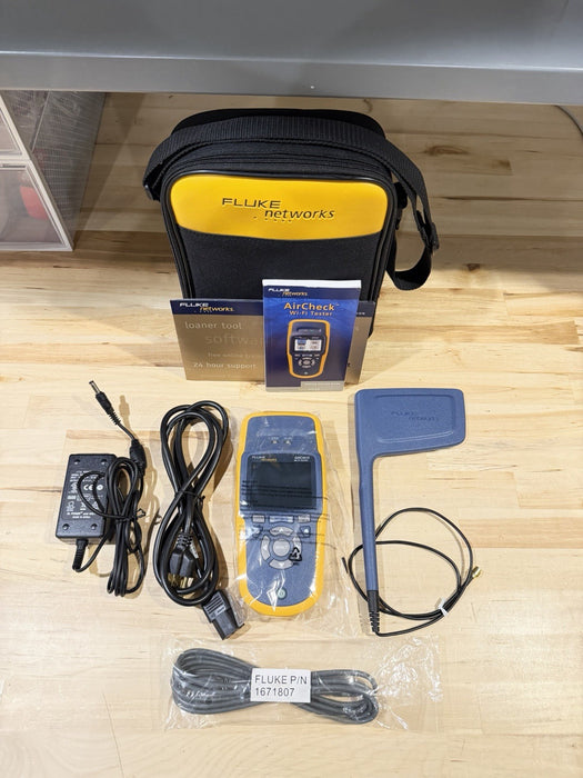 FLUKE NETWORKS AIRCHECK WIFI TESTER W/ ANTENNA & ACCESSORIES (NEW) RARE