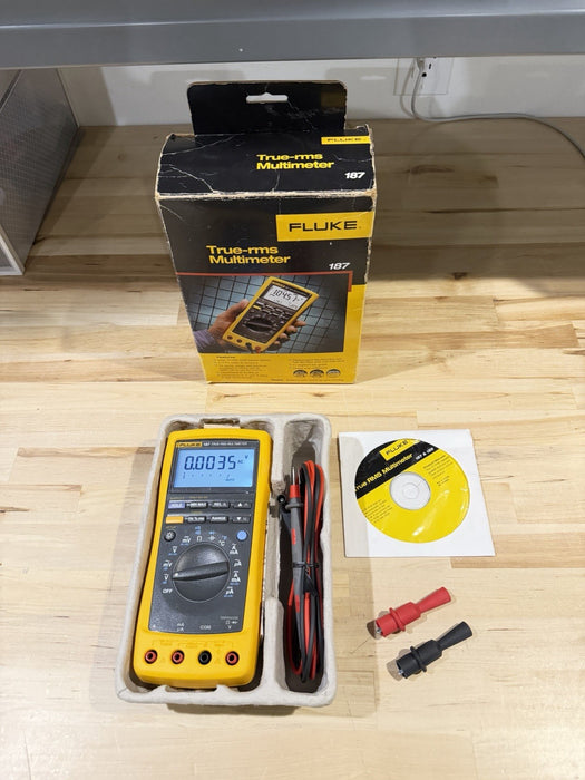 FLUKE 187 TRUE RMS MULTIMETER W/ LEADS & CLIPS  (NEW SEALED) TESTED - RARE