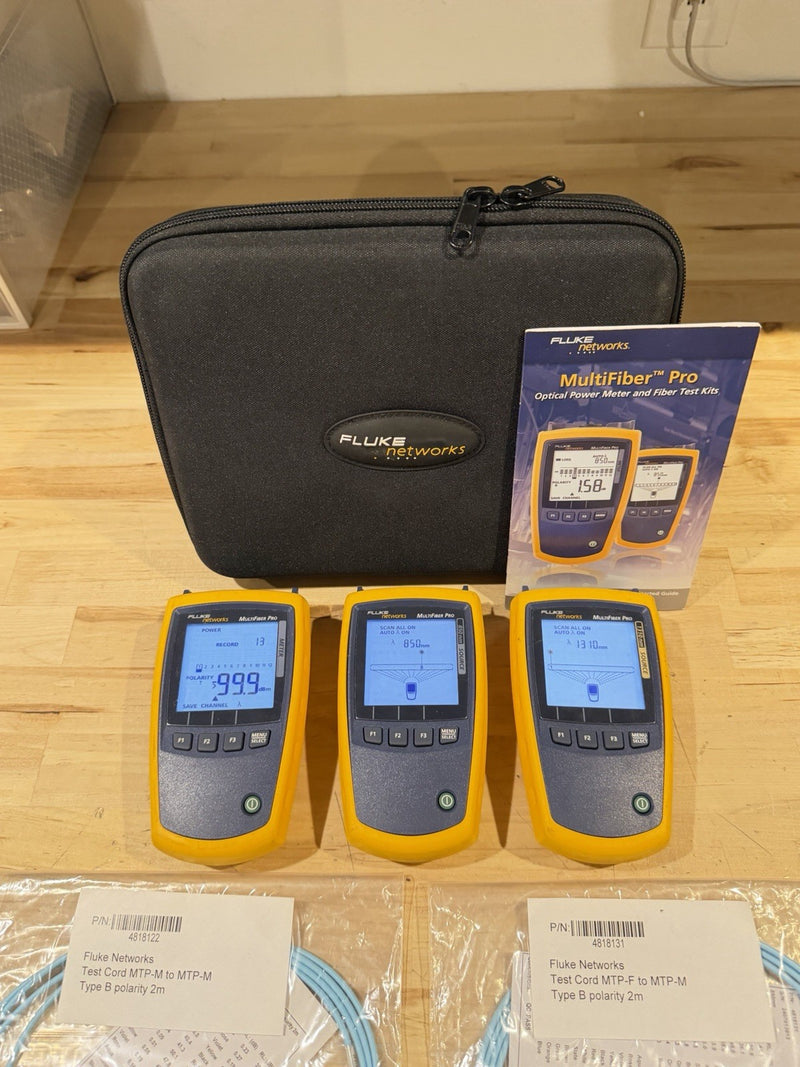 FLUKE NETWORKS MFTK MM-850/SM-1310 MULTIFIBER PRO MPO FIBER LOSS TEST KIT TESTED