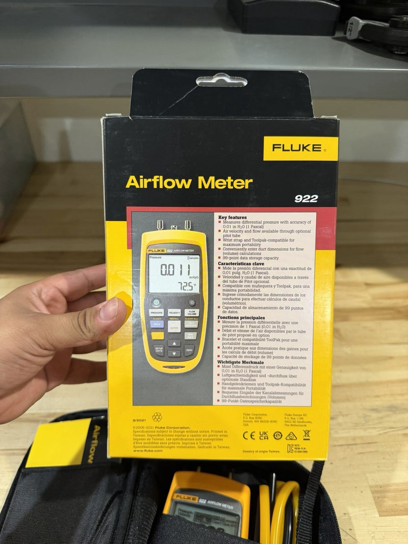 FLUKE 922 AIRFLOW METER KIT W / ACCESSORIES- SHIPS FAST (NEW SEALED)