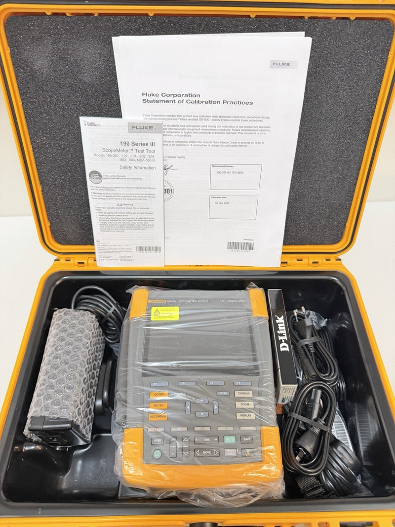 FLUKE 190-204-III S DIGITAL OSCILLOSCOPE 4CH 200MHZ 5GS/S CALIBRATED 2025