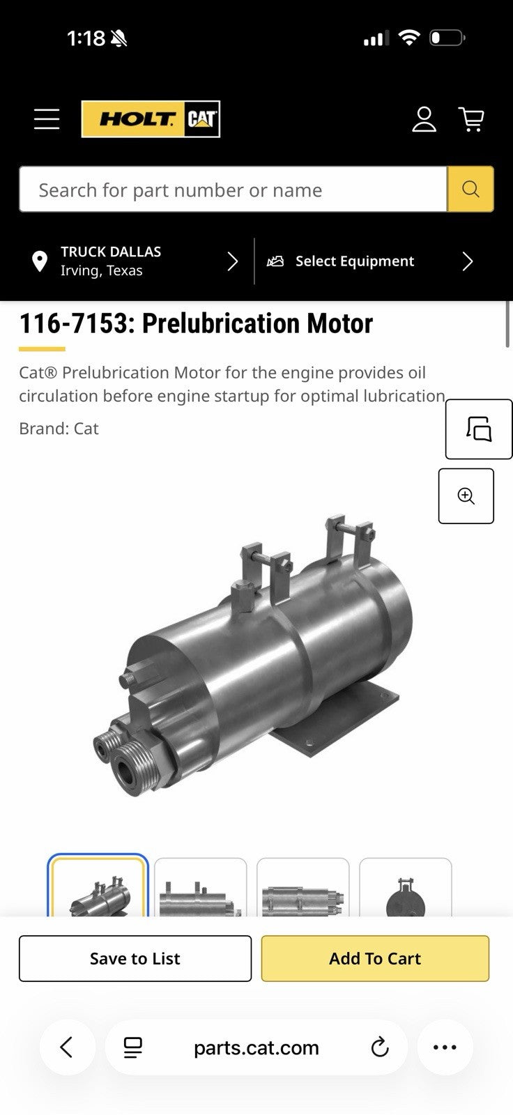 CAT 116-7153 PRELUBRICATION MOTOR