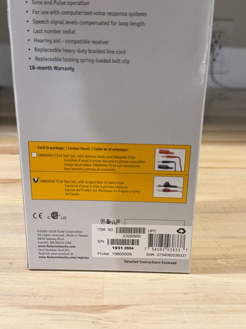 FLUKE NETWORKS TS 19 TELEPHONE TEST SET