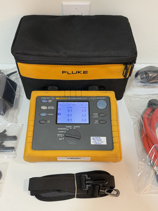 FLUKE 1735 THREE-PHASE POWER LOGGER W/PROBES CASE CHARGER (CALIBRATED 2024)