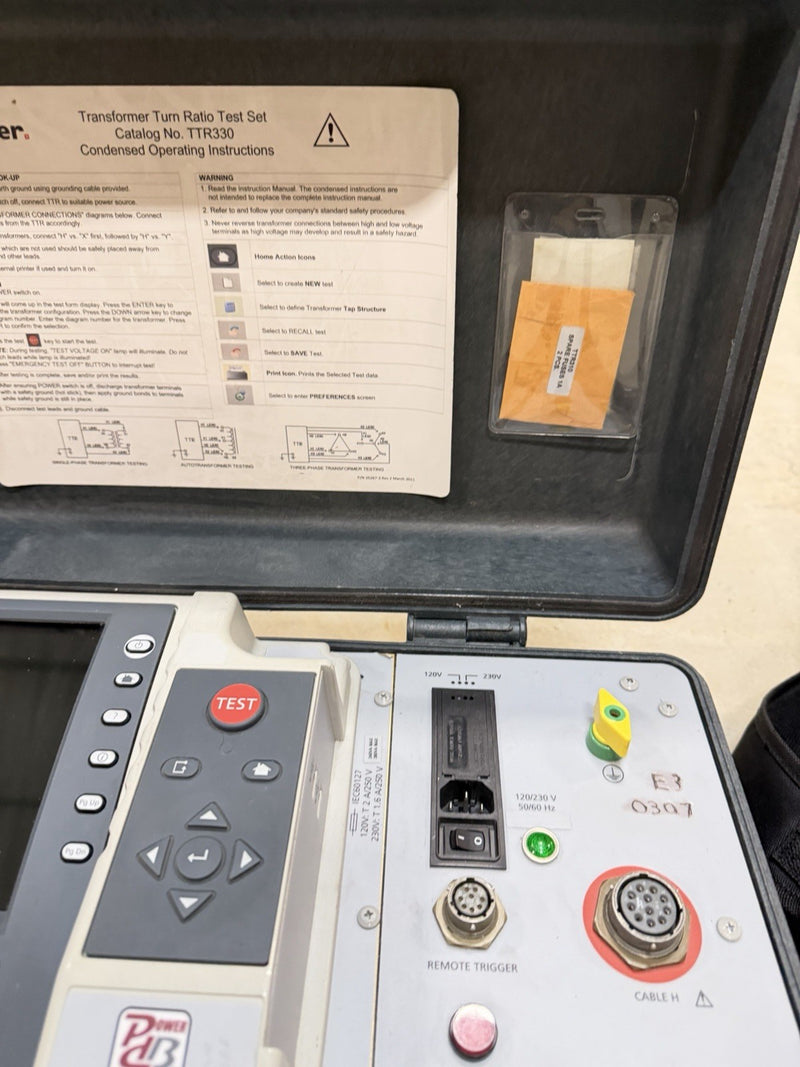 MEGGER TTR330 TRANSFORMER TURN-RATIO TEST SET WITH CABLES & BAG TESTED