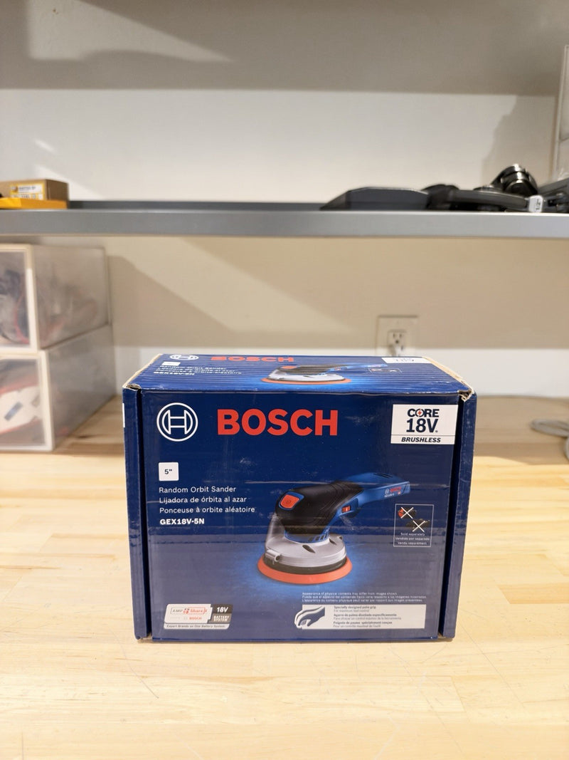 BOSCH 18V GEX18V-5N  5" ORBITAL SANDER VARIABLE SPEEL BL (TOOL ONLH) NEW IN BOX