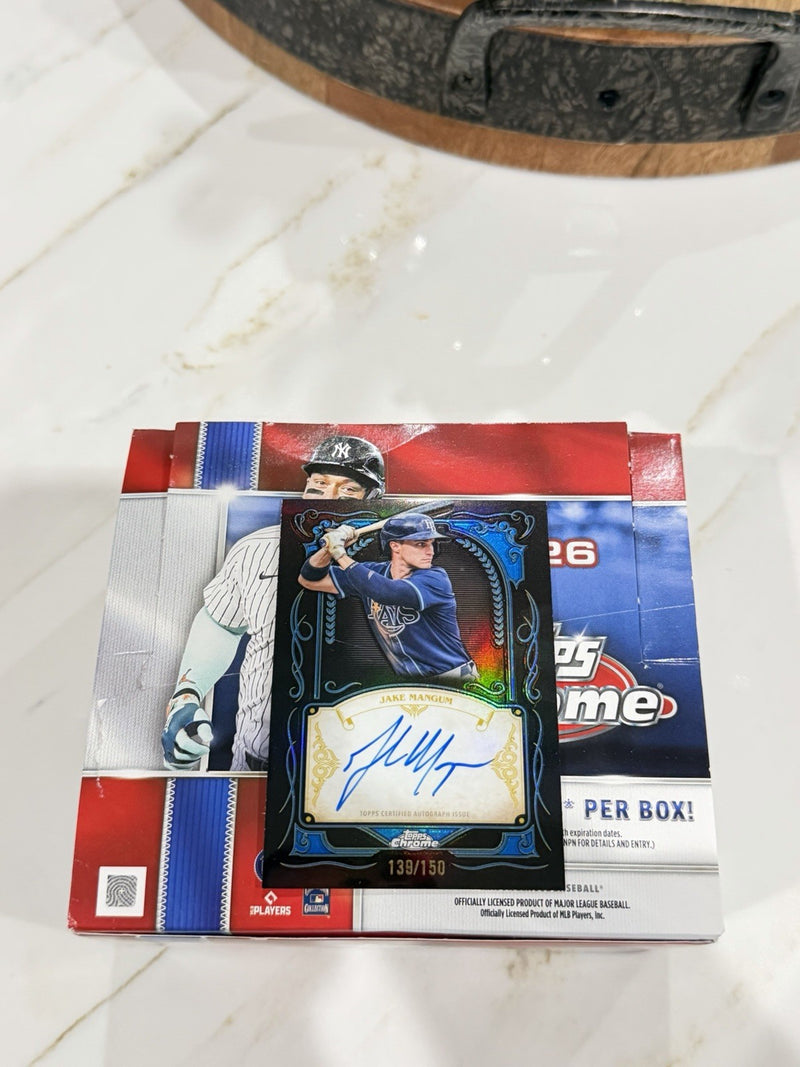 2026 Topps Chrome Jake Mangum Auto Blue Ink Strokes /150