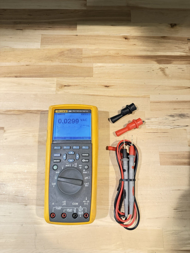 FLUKE 289 TRUE RMS ELECTRONIC LOGGING DIGITAL MULTIMETER WITH LEADS & CLIPS