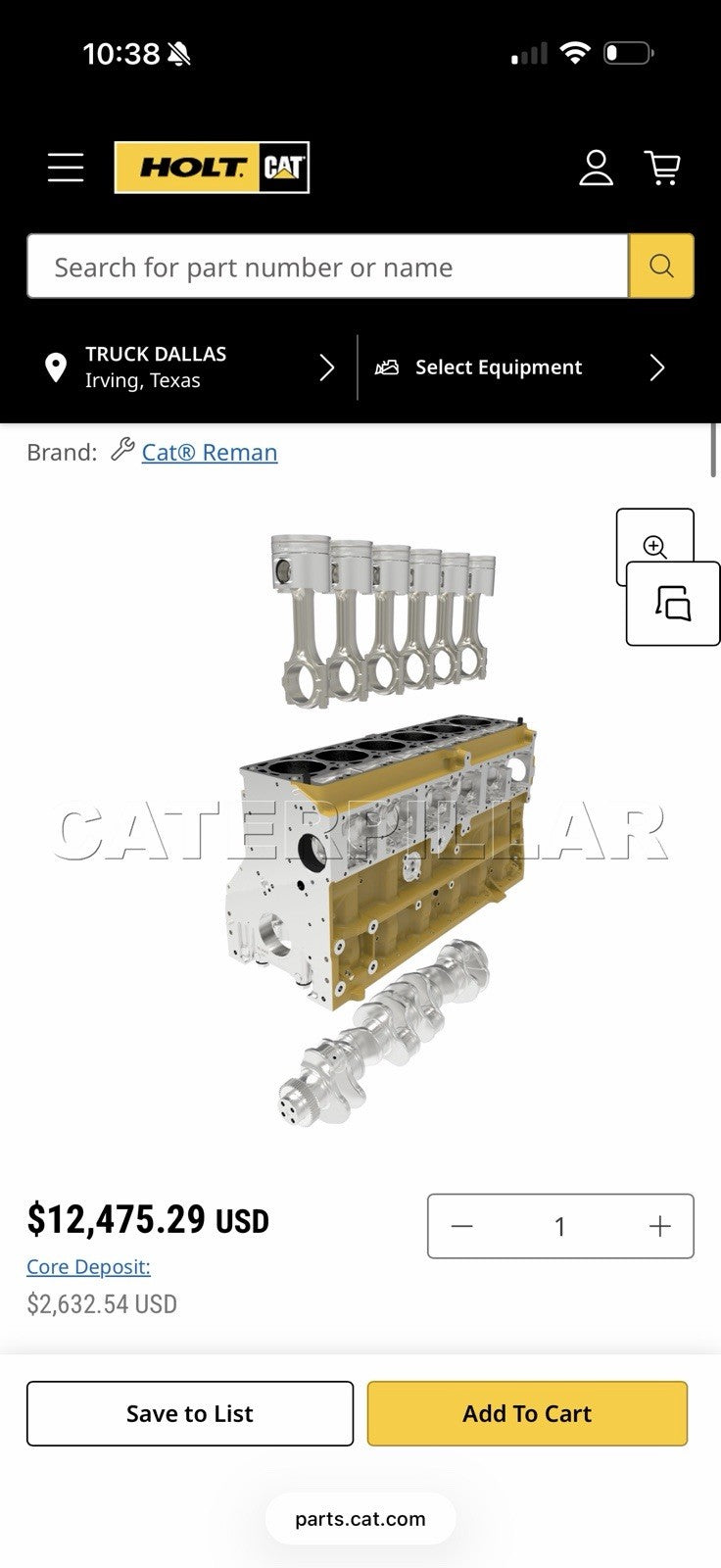 CAT 10R-1820 3126 SHORT BLOCK (NEW SEALED) - GENUINE OEM / SHIPS FREE