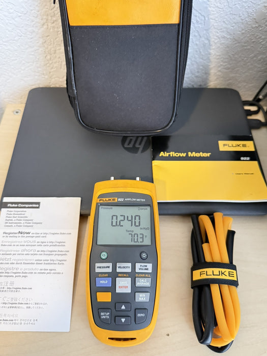 FLUKE 922 AIRFLOW METER/MICRO-MANOMETER (TESTED) SHIPS FAST