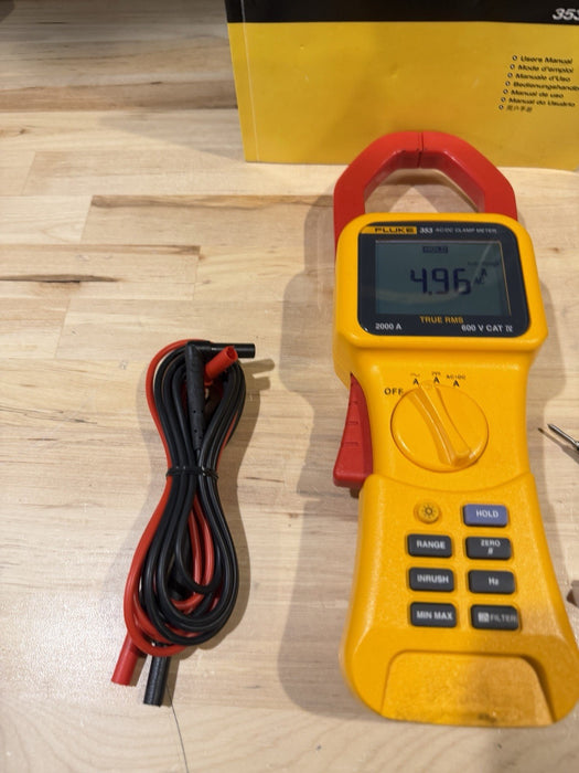 FLUKE 353 AC/DC CLAMP METER W/ LEADS & BAG (TESTED) SHIPS FAST