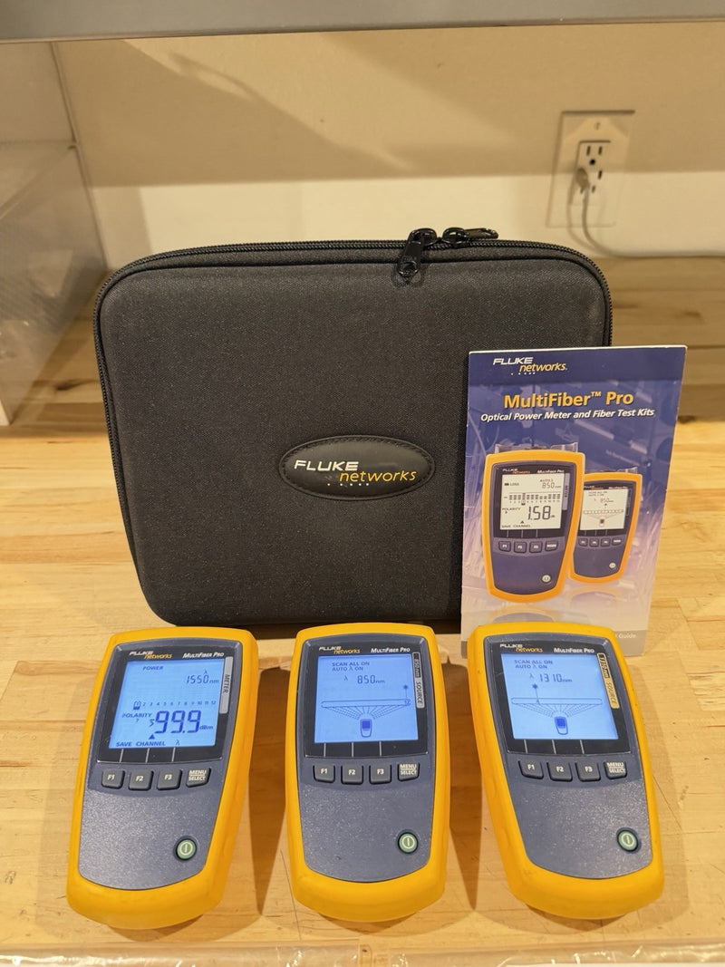 FLUKE NETWORKS MFTK MM-850/SM-1310 MULTIFIBER PRO MPO FIBER LOSS TEST KIT TESTED