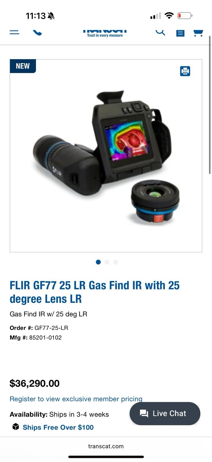 FLIR GF77 25 LR GAS FIND IR & DEGREE LENS LR MFD 2024