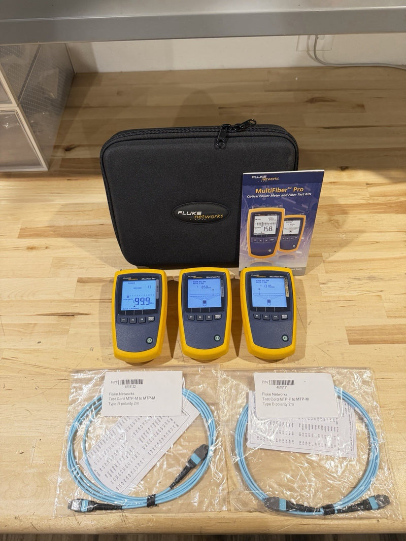 FLUKE NETWORKS MFTK MM-850/SM-1310 MULTIFIBER PRO MPO FIBER LOSS TEST KIT TESTED