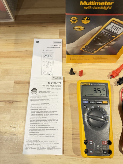 FLUKE 177 TRUE RMS DIGITAL MULTIMETER & TEMPERATURE (NEW FACTORY SEALED)MFD 2025