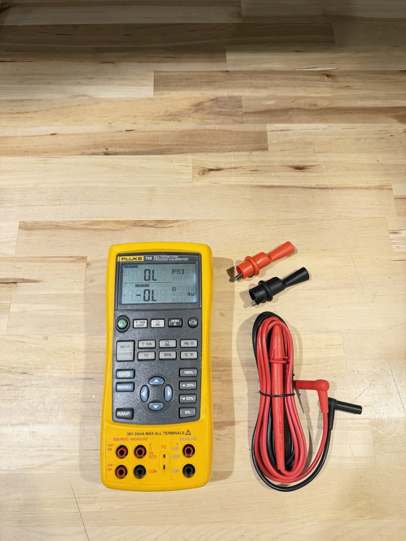 FLUKE 725 MULTIFUNCTION PROCESS CALIBRATOR WITH LEADS & CLIPS TESTED