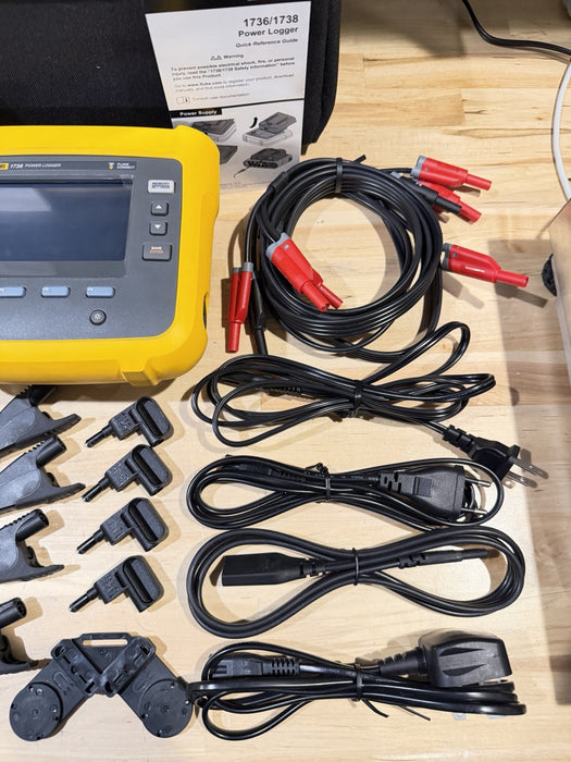 FLUKE 1738 POWER LOGGER KIT 3 PHASE W/ACCESSORIES (TESTED) FREE SHIPPING