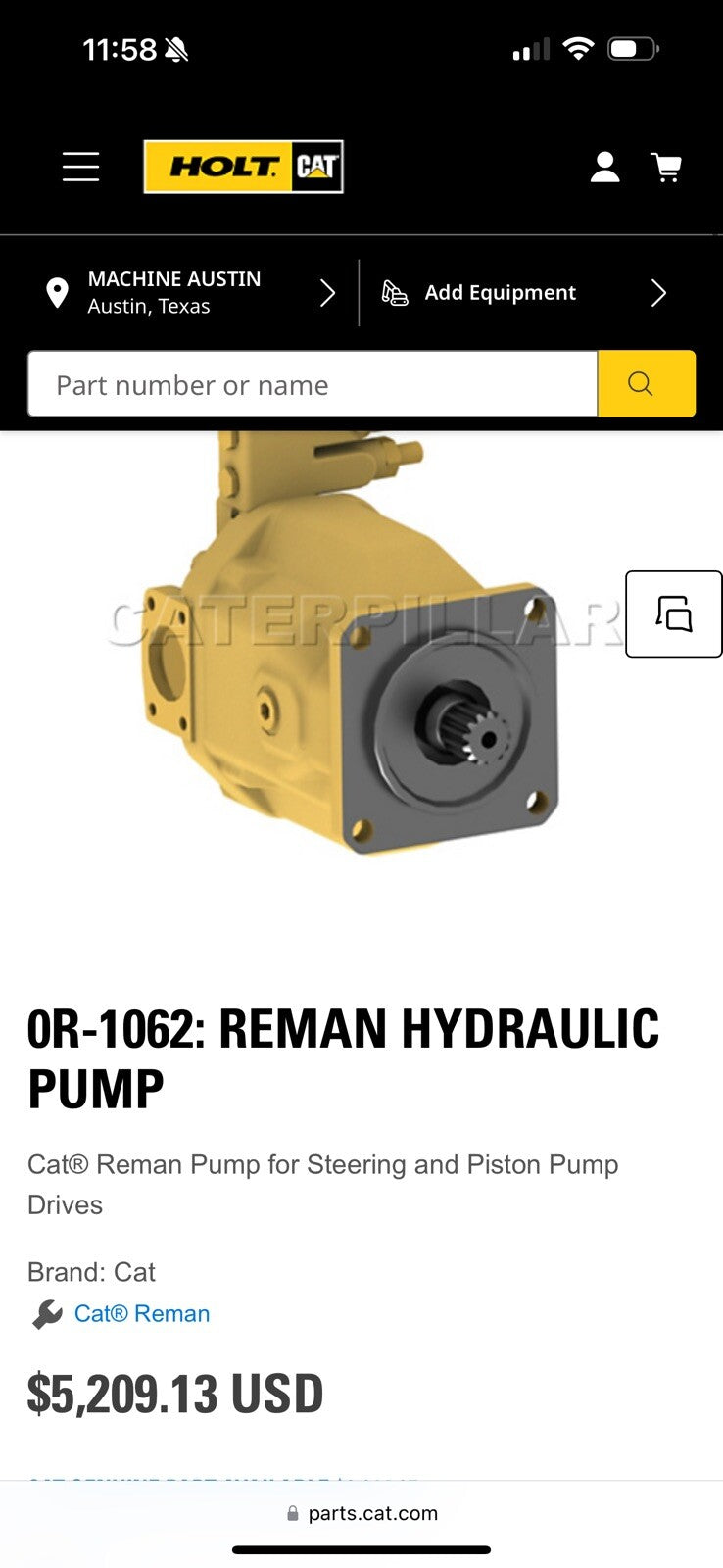 CAT 0R-1062 HYDRAULIC PUMP