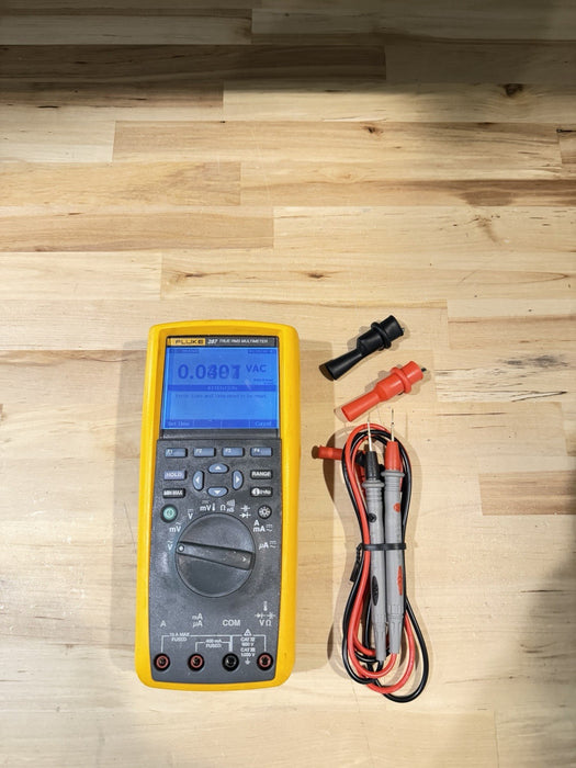 FLUKE 287 TRUE RMS ELECTRONIC LOGGING DIGITAL MULTIMETER WITH LEADS & CLIPS