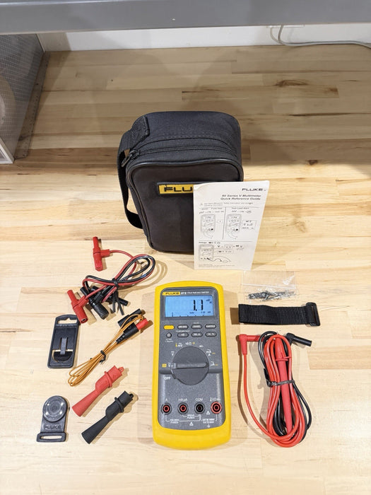 FLUKE 87V TRUE RMS MULTIMETER KIT W/ LEADS (TESTED) SHIPS FAST