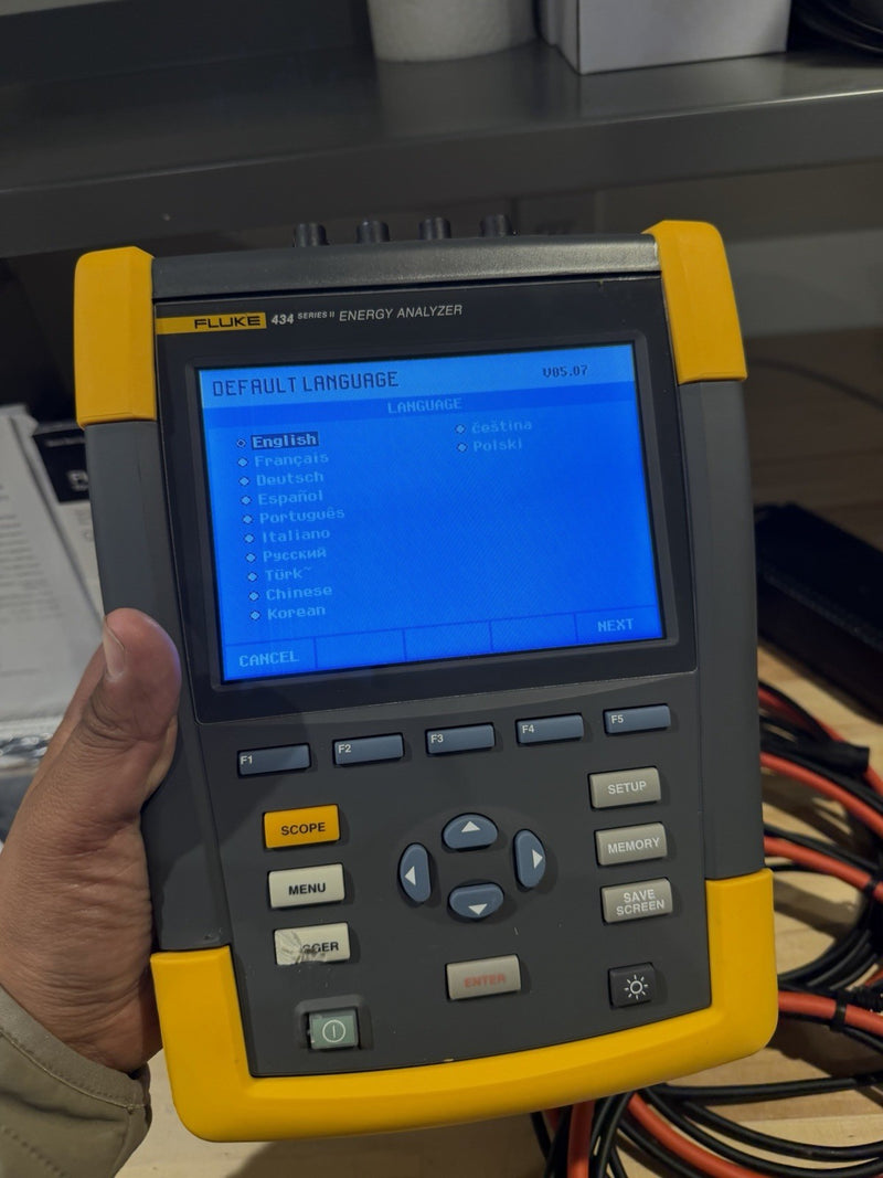 FLUKE 434 SERIES II ENERGY ANALYZER KIT WITH ACCESSORIES TESTED