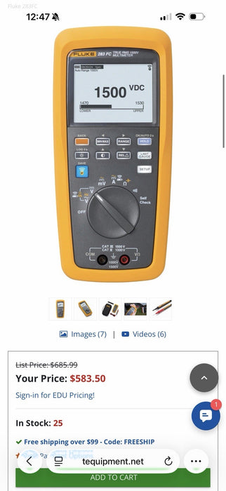 FLUKE 283FC TRUE RMS 1500V MULTIMETER NEW
