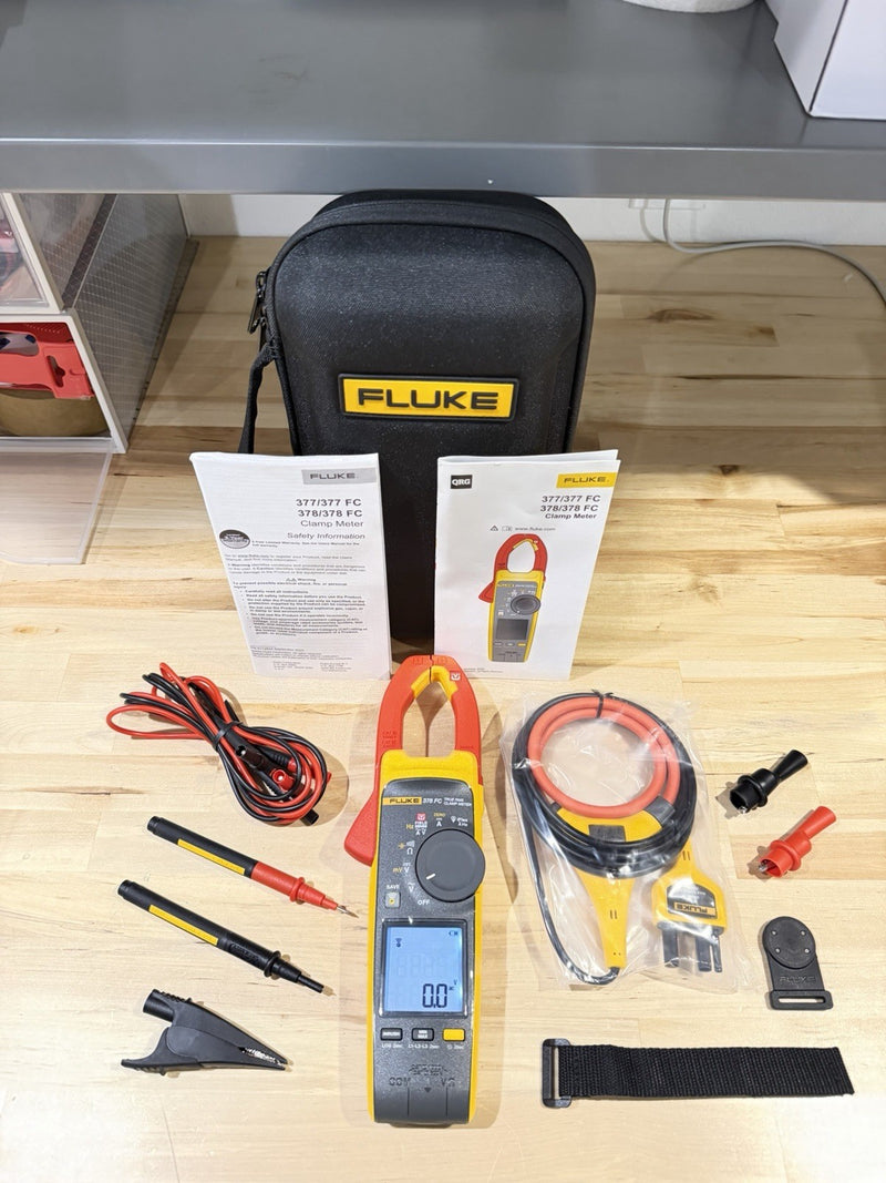 FLUKE 378 FC NON-CONTACR VOLTAGE CLAMP METER W/ LEADS & CASE - SHIPS FAST