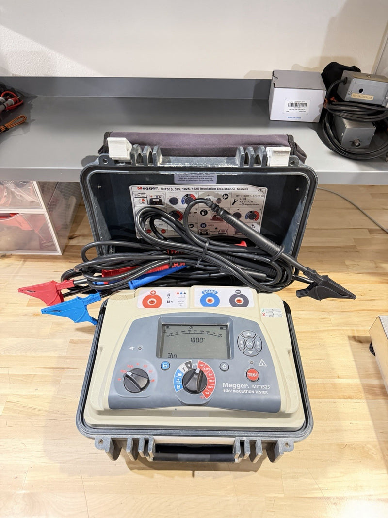 MEGGER MIT1525 15 KV HIGH VOLTAGE INSULATION RESISTANCE TESTER W/ CABLES -TESTED