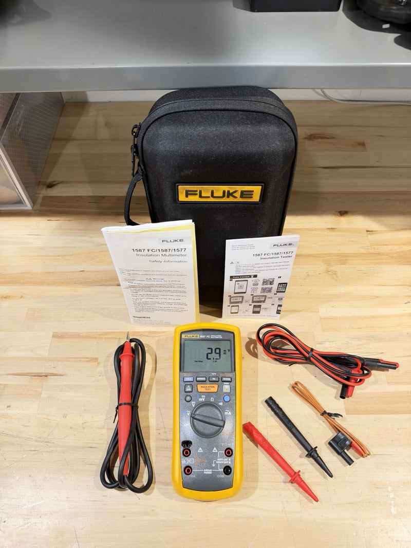 FLUKE 1587 FC 2 IN 1 HANDHELD DIGITAL INSULATION MULTIMETER W/ ACCESSORIES