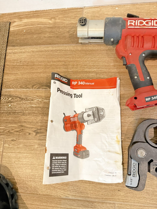 RIDGID RP 340 PRESS TOOL WITH BATTERY & 2 JAWS (TESTED) FREE SHIPPING